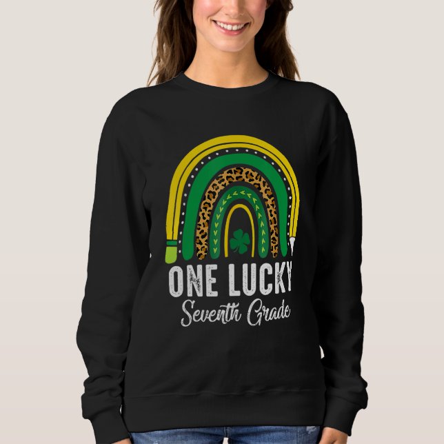 Moletom One Lucky Seventh Grade Rainbow St Patricks Day Te (Frente)
