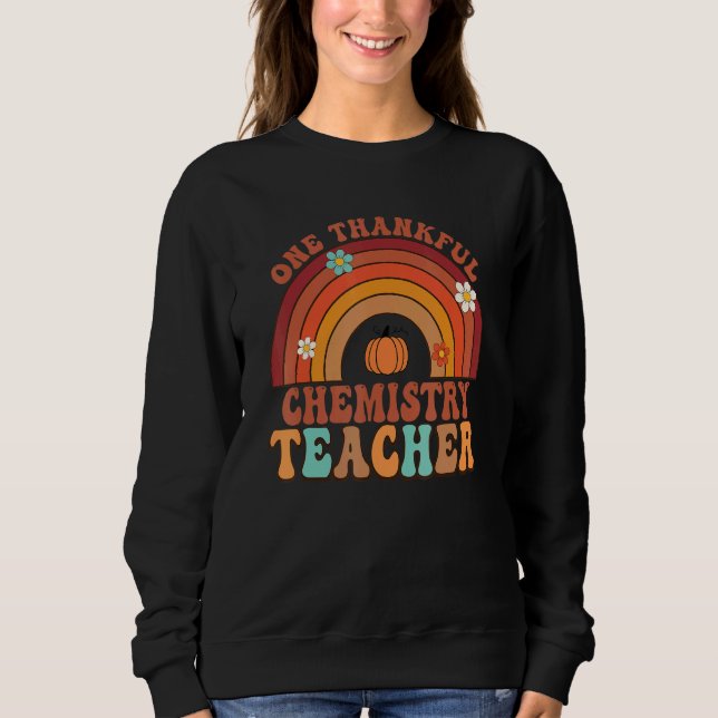 Moletom One Thankful Chemistry Teacher Groovy Thanksgiving (Frente)