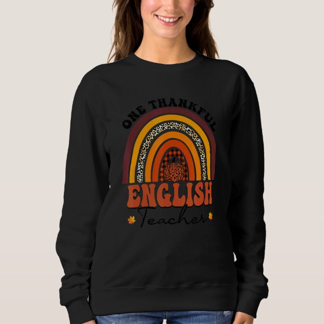 Moletom One Thankful English Teacher Rainbow Leopard Groov (Frente)
