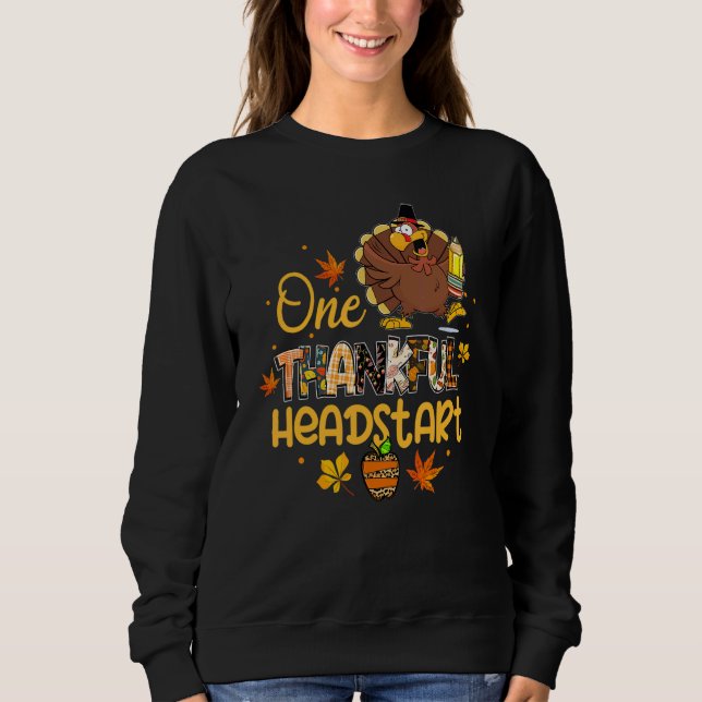 Moletom One Thankful Headstart Turkey Pilgrim Hat Thanksgi (Frente)