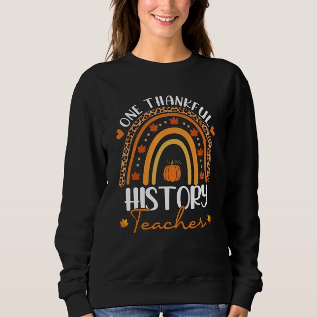 Moletom One Thankful History Teacher Rainbow Leopard Thank (Frente)