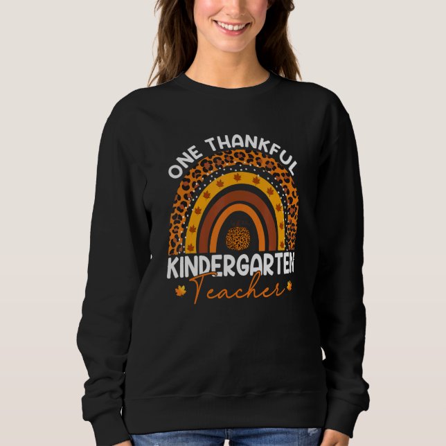 Moletom One Thankful Kindergarten Teacher Thanksgiving Rai (Frente)
