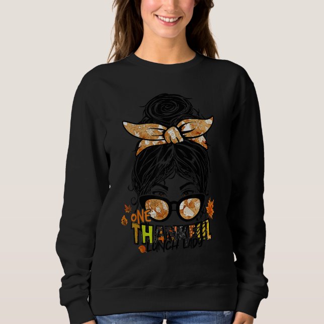 Moletom One Thankful Lunch Lady Cute Fall Autumn Thanksgiv (Frente)