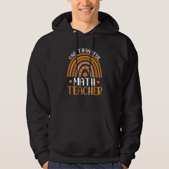 Moletom One Thankful Math Teacher Fall Rainbow Thanksgivin (Frente)