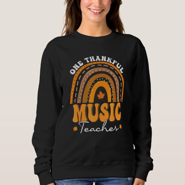 Moletom One Thankful Music Teacher Rainbow Fall Thanksgivi (Frente)