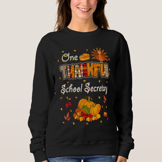 Moletom One Thankful School Secretary Fall Autumn Thanksgi (Frente)