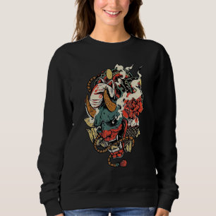 Moletom Oni Yokai Mask Angry Demon Japonês Mythology Cult
