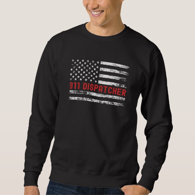Moletom Operador 911 EUA Bandeira Profissão Título de Trab (Frente)