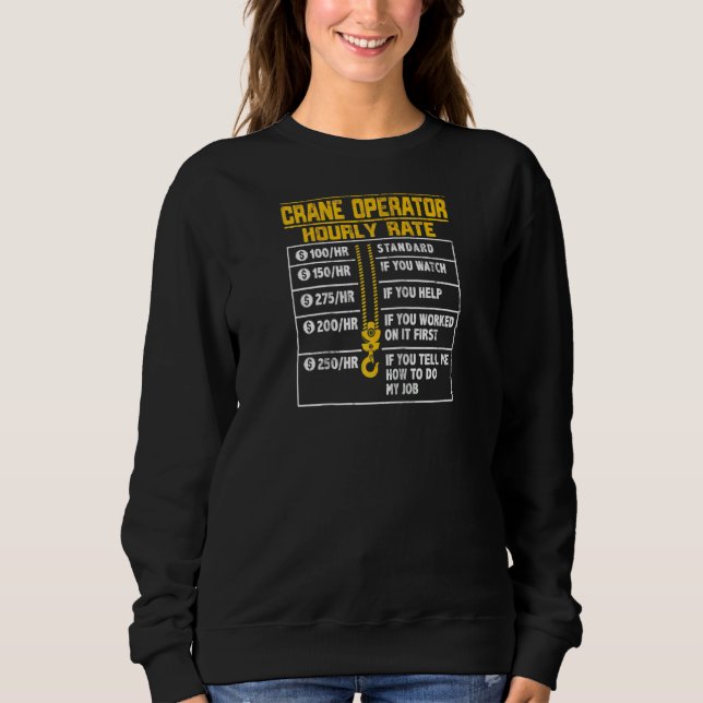 Moletom Operador De Crane Funny Tarifa Horária Raglan (Frente)