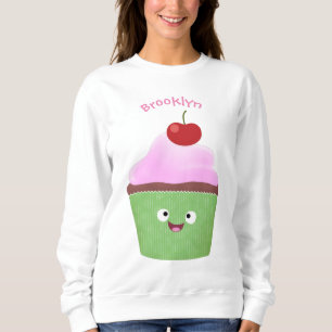Moletom Óptica ilustração do desenho animado do cupcake fe