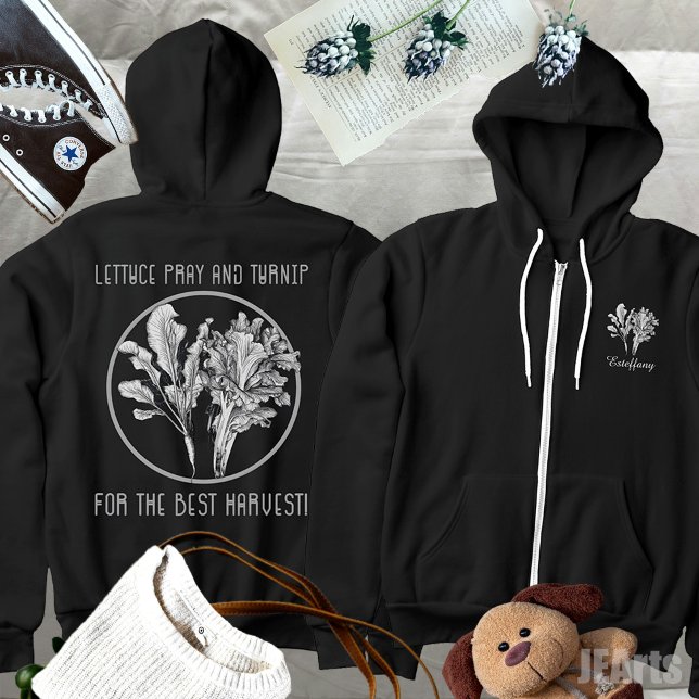 Moletom Orações de alface e plantas de nabo, jardinagem en (Criador carregado)