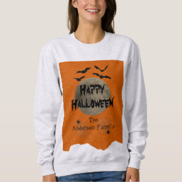 Moletom Orange Black Spooky Bats Modern Happy Halloween