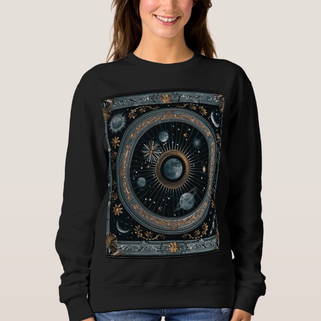 Moletom Órbita Lunar Celestial Dourada com Astral Detalhad (Frente)