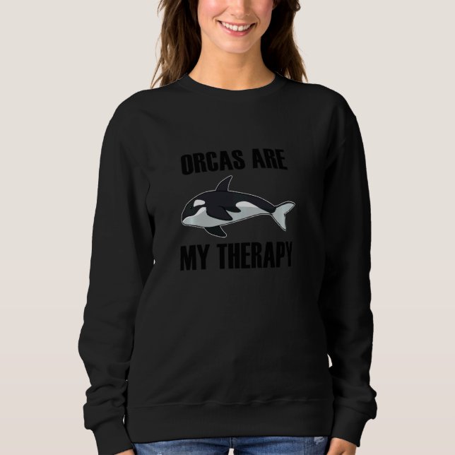Moletom Orcas Como Terapêutica Oceânica Coca-Feira Longa (Frente)