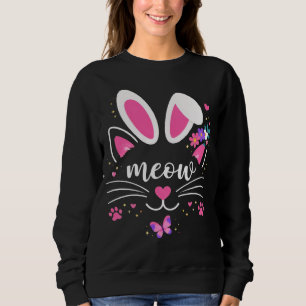 Moletom Orelhas de Coelho Meow Gatinho Pastel Fofo