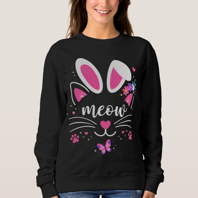 Moletom Orelhas de Coelho Meow Gatinho Pastel Fofo (Frente)