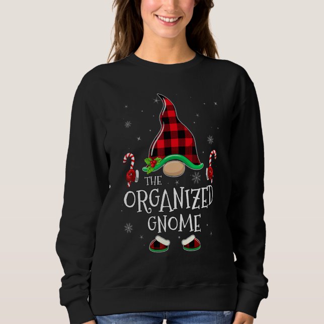 Moletom Organized Gnome Buffalo Plaid Matching Family Chri (Frente)
