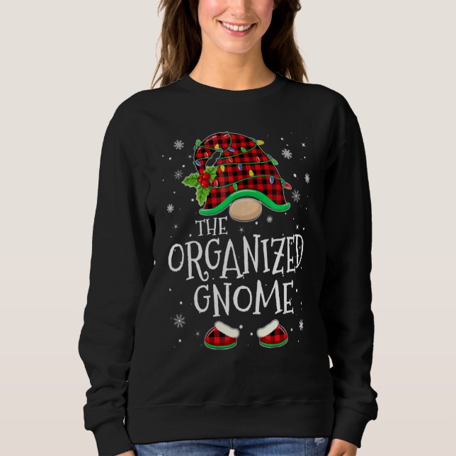 Moletom Organized Gnome Red Plaid Matching Family Christma (Frente)