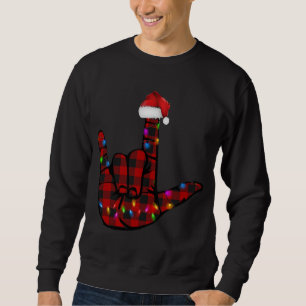 Moletom Orgulho ASL - Sinal de Feliz Natal - Xadrez Vermel