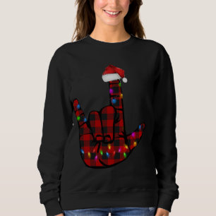 Moletom Orgulho ASL - Sinal de Feliz Natal - Xadrez Vermel