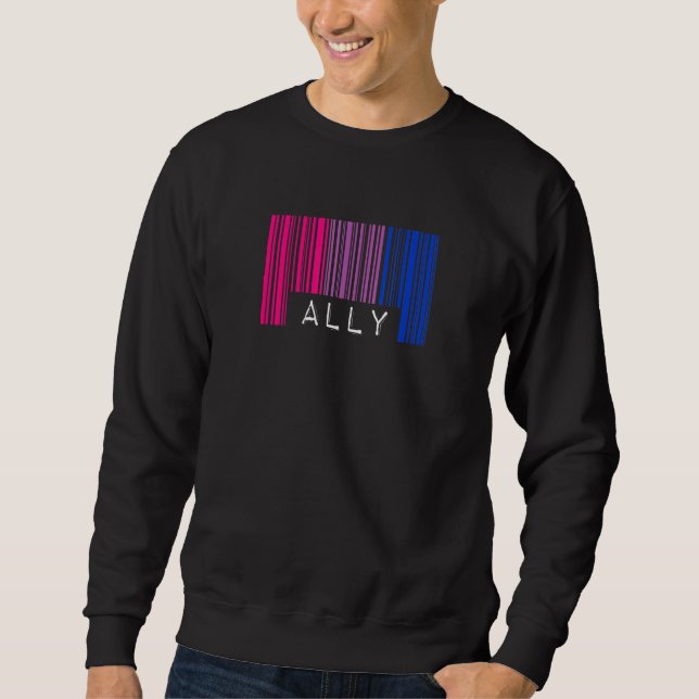 Moletom Orgulho de Código de Barras Bissexual Ally Queer E (Frente)