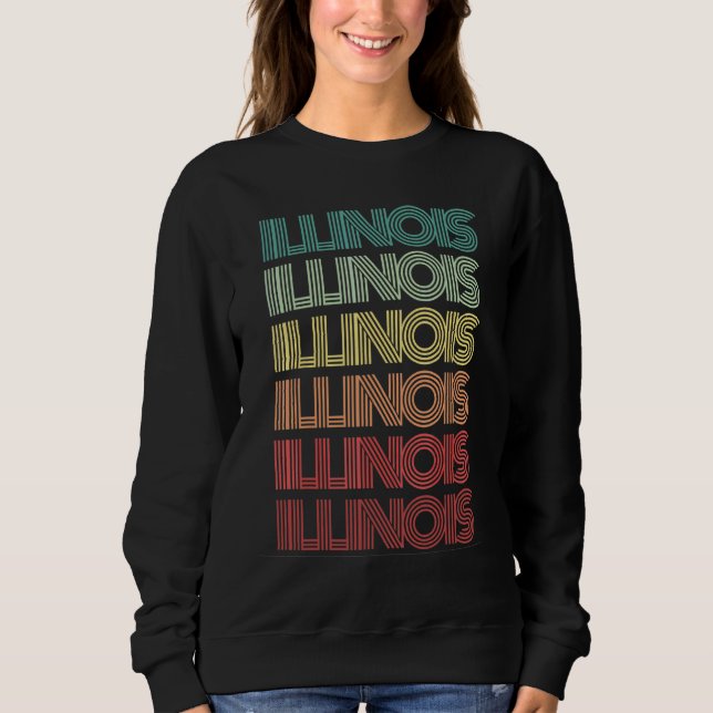 Moletom Orgulho Familiar Retro Illinois Casa Estado Raízes (Frente)