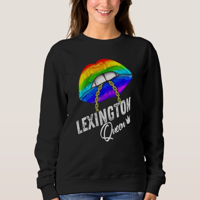 Moletom Orgulho gay do Lexington Queen Lgbtq Lábios Rainbo (Frente)