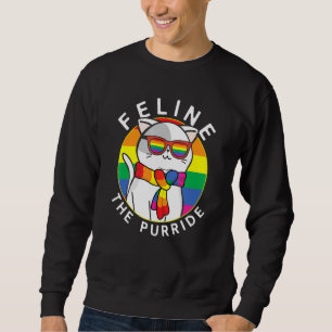 Moletom Orgulho gay Gato Arco-Íris Óculos-de-sol Feltro O