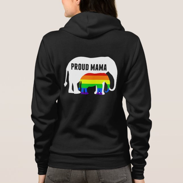 Moletom Orgulho gay Mãe Orgulhosa Elefante Rainbow LGBTQ (Verso)