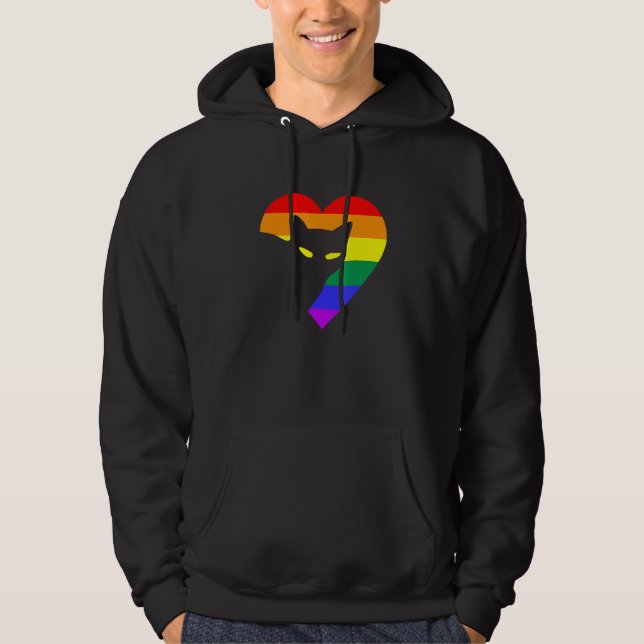 Moletom Orgulho gay Rainbow Heart Cat Lgbt Pride Month (Frente)