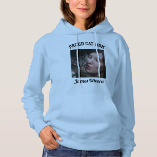 Moletom Orgulhosa Mãe de Gato Preto Azul Foto Personalizad