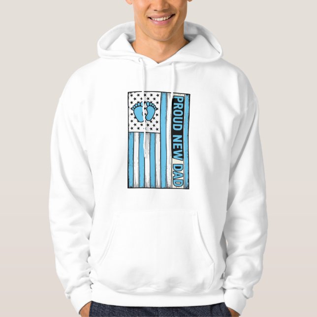 Moletom Orgulhoso Novo Pai Bandeira de Pés de Bebê Design  (Frente)