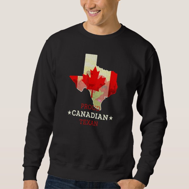 Moletom Orgulhoso Texano Canadense  Mapa Do Texas E Canadá (Frente)