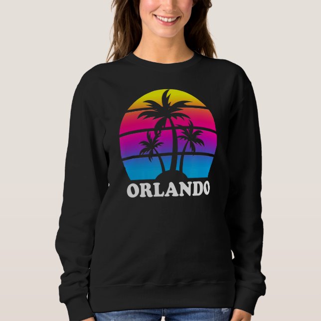 Moletom Orlando Florida Retro Palm Tree Sunset Vacing Be (Frente)