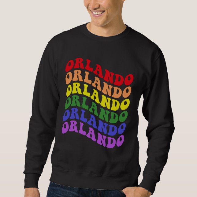 Moletom Orlando Gay Pride Rainbow LGBTQ LGBT Groovy Retro (Frente)