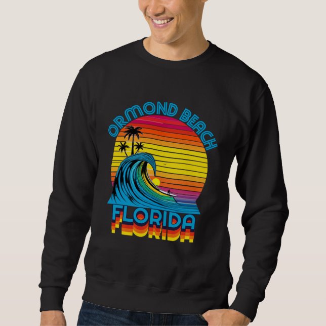 Moletom Ormond Beach Florida Retro Throwback Surf & Beach  (Frente)