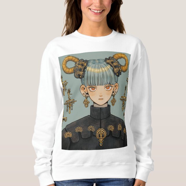 Moletom Ornamentado Steampunk Fantasy Animy Girl (Frente)