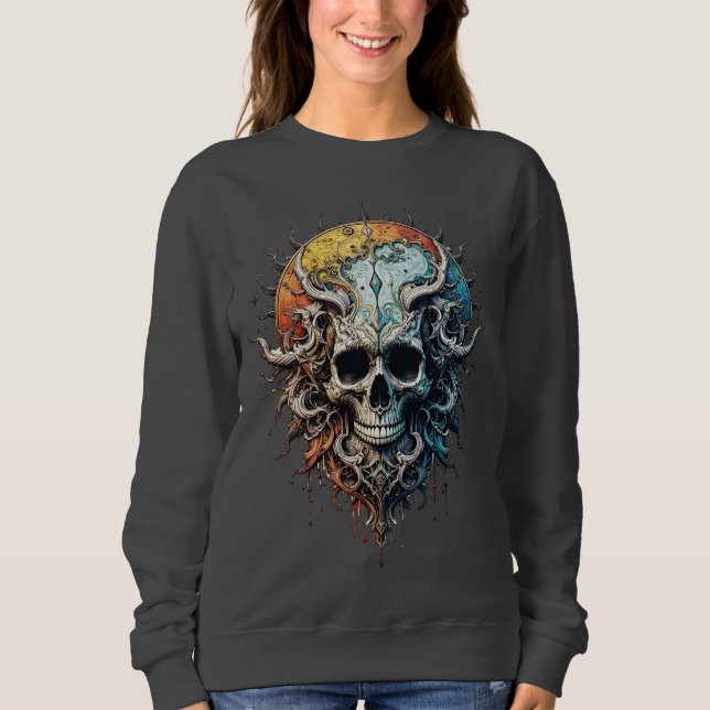 Moletom Ornate Cosmic Skull Gothic Baroque Mandala  (Frente)