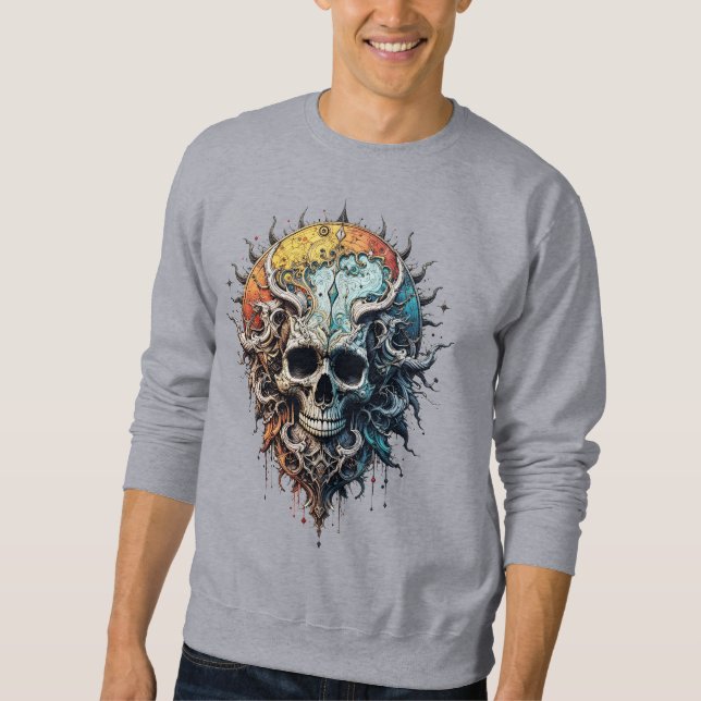Moletom Ornate Cosmic Skull Gothic Baroque Mandala  (Frente)