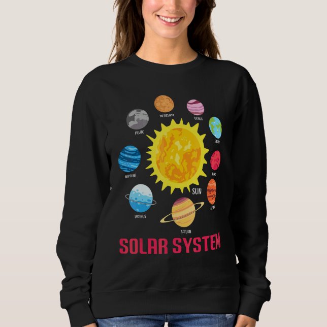 Moletom Os Planetas do Sistema Solar   Astronomia Espacial (Frente)