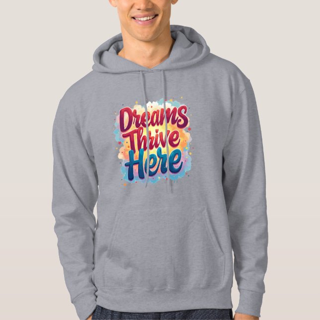 Moletom Os sonhos prosperam aqui - Abstrato vibrante e ele (Frente)