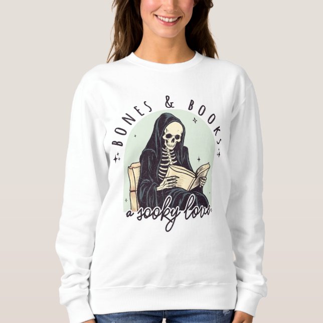 Moletom Ossos e livros um amor assustador (Frente)
