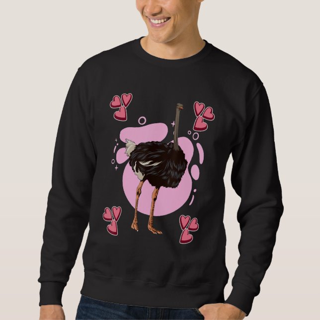 Moletom Ostrich Heart Design Bird Stuff Ostrich (Frente)