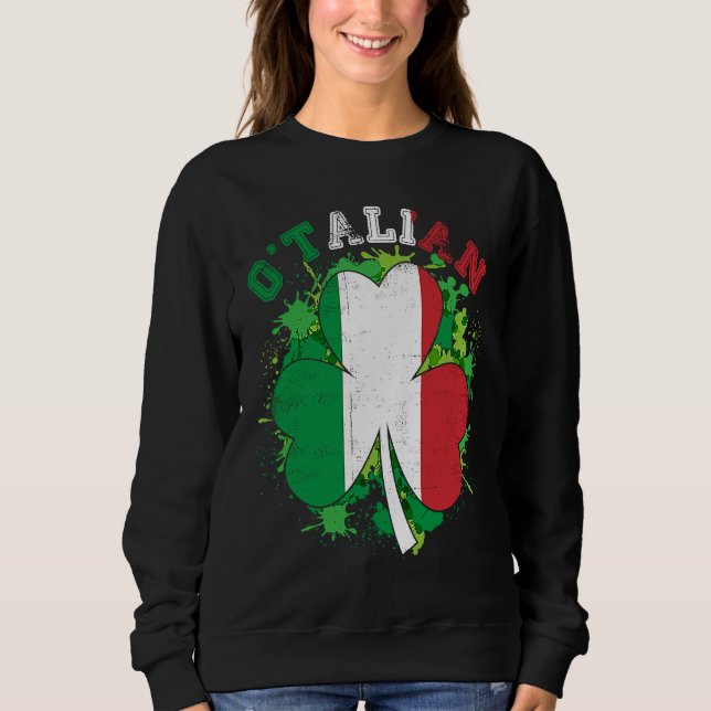 Moletom O'talian Italy Flag Shamrock Leaf Saint Patrick's  (Frente)