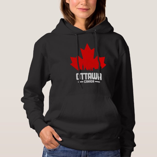 Moletom Ottawa Quebec Canadá Folha de Bordo Bandeira Canad (Frente)