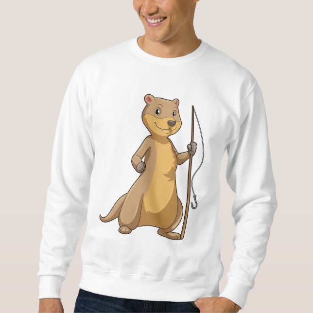 Moletom Otter como pescador com barra de pesca (Frente)