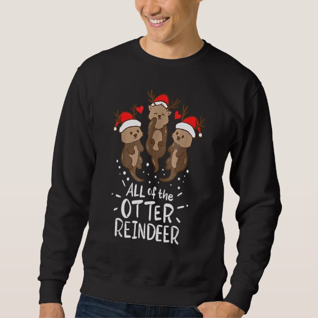 Moletom Otter Reindeer Deer Christmas Xmas Ugly Sweater Ap (Frente)