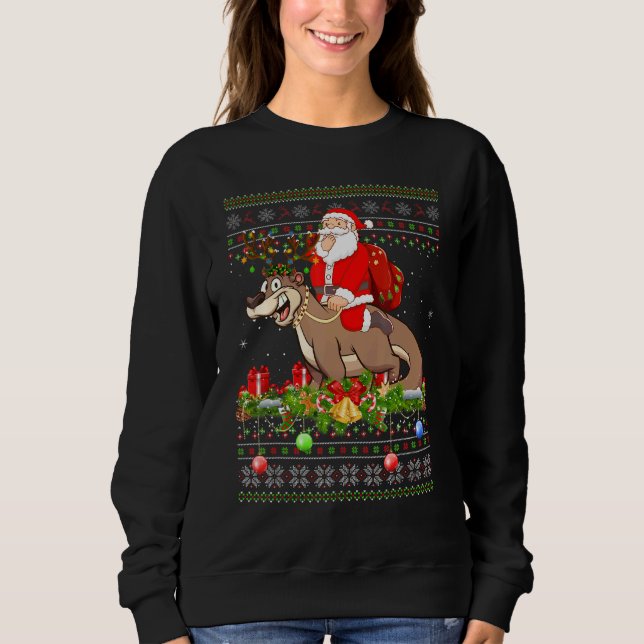 Moletom Otter  Ugly Santa Riding Otter Christmas (Frente)
