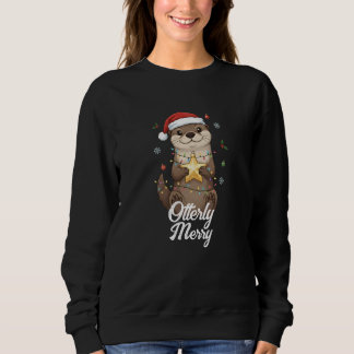 Moletom Otterly Merry Christmas - Cute Otter Santa Hat