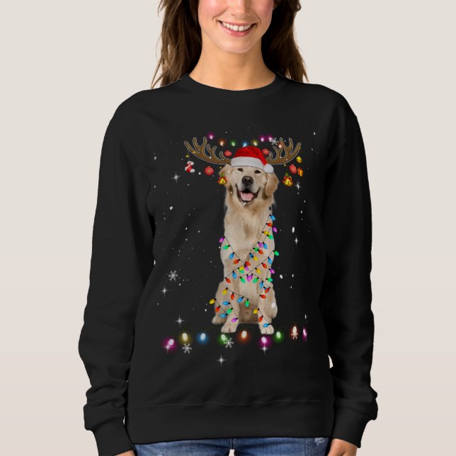Moletom Ouro Bonito Retriever Luzes De Natal Reindeer Pa (Frente)